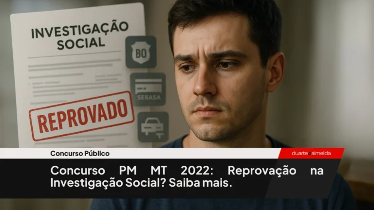 Retrato hiper-realista de jovem brasileiro com expressão séria, ao fundo elementos visuais de reprovação em investigação social, documentos e balança da justiça.