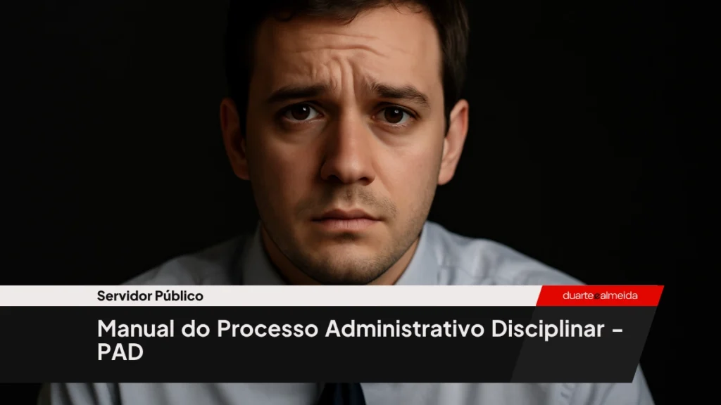 Close-up realista de um servidor público jovem com expressão preocupada, fundo escuro.