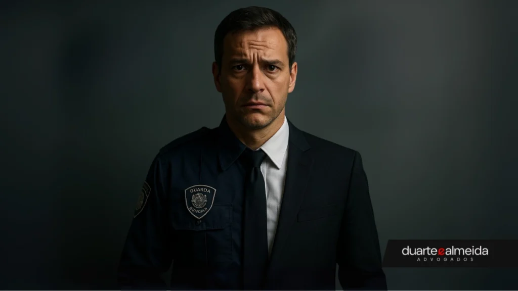 Homem vestido com dois uniformes diferentes divididos verticalmente.